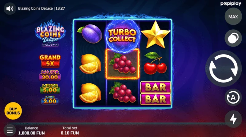 Layar permainan Blazing Coins Deluxe